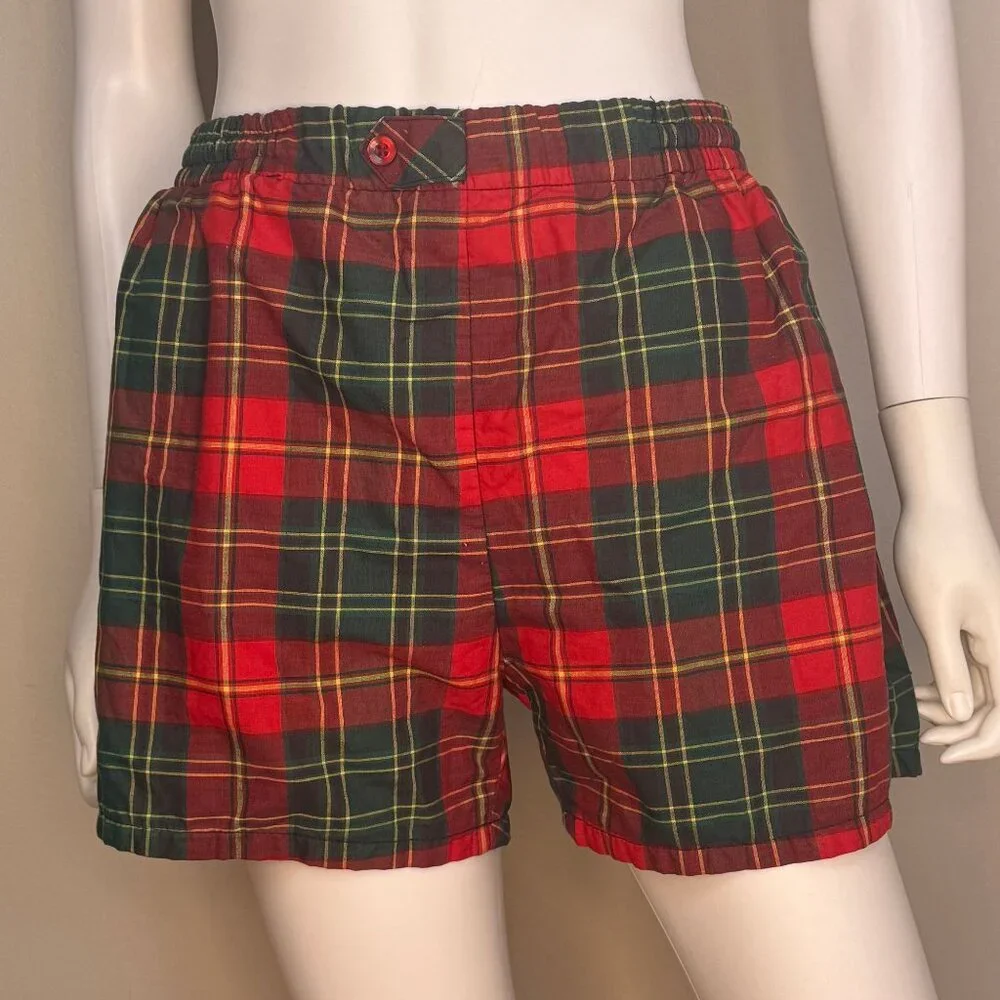 Vintage 1950s Men’s Red Plaid Swim Trunks McGregor Swim n Play Size Small Shorts